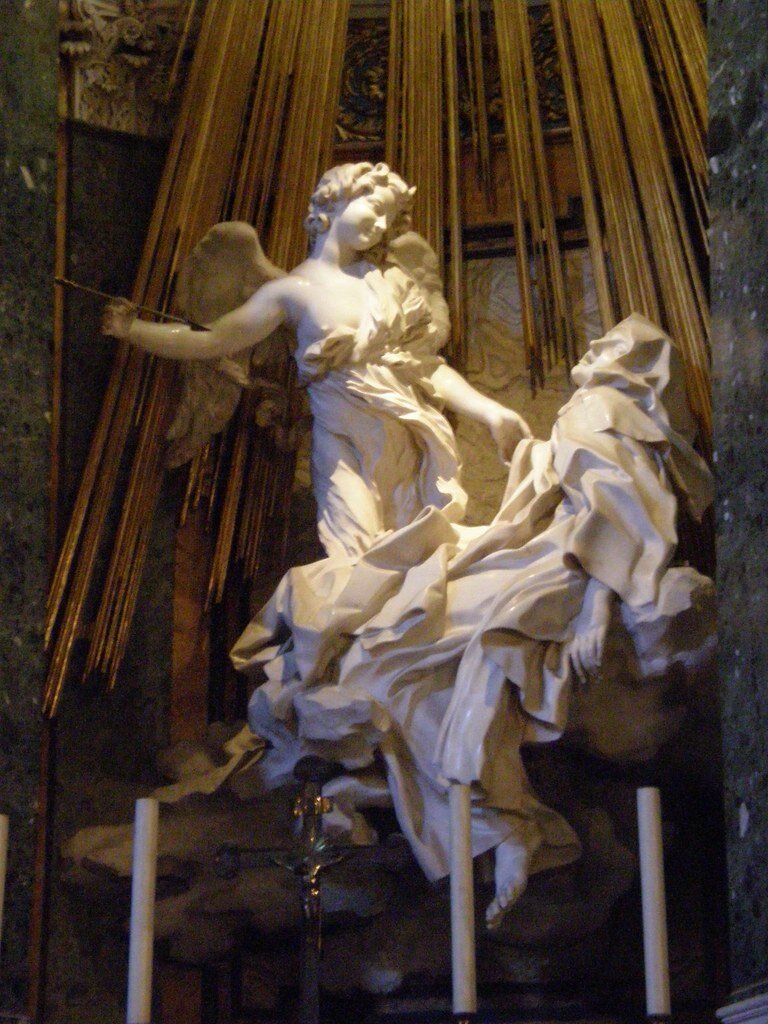 The Ecstasy of St. Teresa of Avila, by Giovanni Lorenzo Bernini, 1652, in the Church of Santa Maria della Vittoria, Rome, Italy. Credit: Flickr / Scazon.